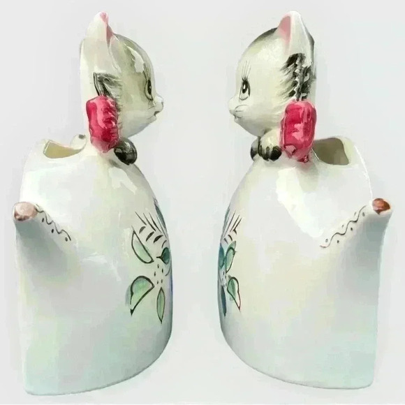 Vintage pair of 2 kittens in teapot planters vases - Picture 6 of 9